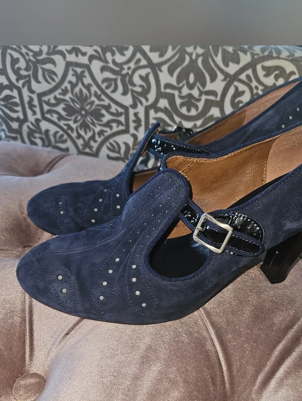 Vintage Blue Suede Heels